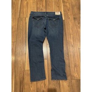 True Religion Jeans Mens 42x32 Blue Ricky Relaxed Straight Flap Pockets Denim